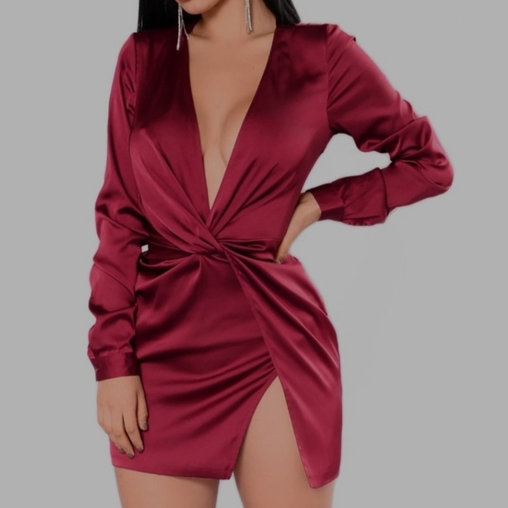 Fashion Nova Burgundy Dress